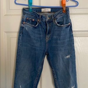 Highwasted Zara jeans dark blue thicker jean